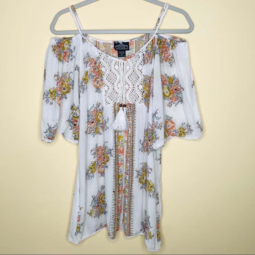 ANGIE Boho Cold Shldr Adjustable Strap Dress Sz M